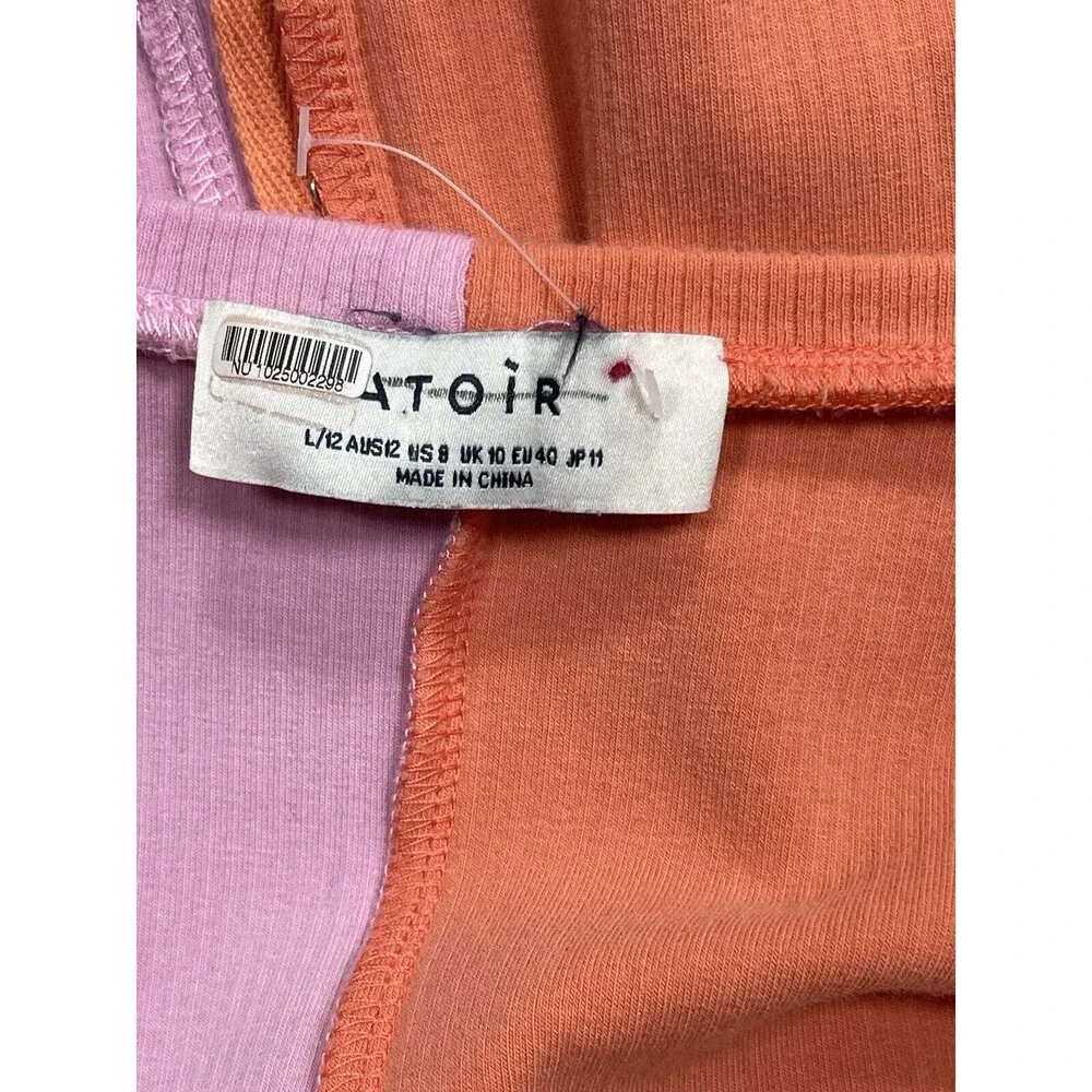 Atoir Women Dress Sweater Bodycon The Saturn Pink Orange Colorblock Preppy Sz 8